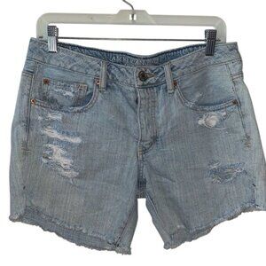 American Eagle Outfitters Distressed Denim Shorts Size 8 Blue Womens Casual Styl